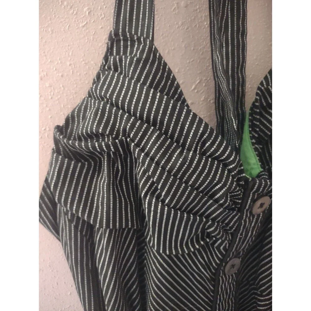 Anthropologie Maeve Black White Striped Button Tie Waist Midi Size 8 - Picture 2 of 13